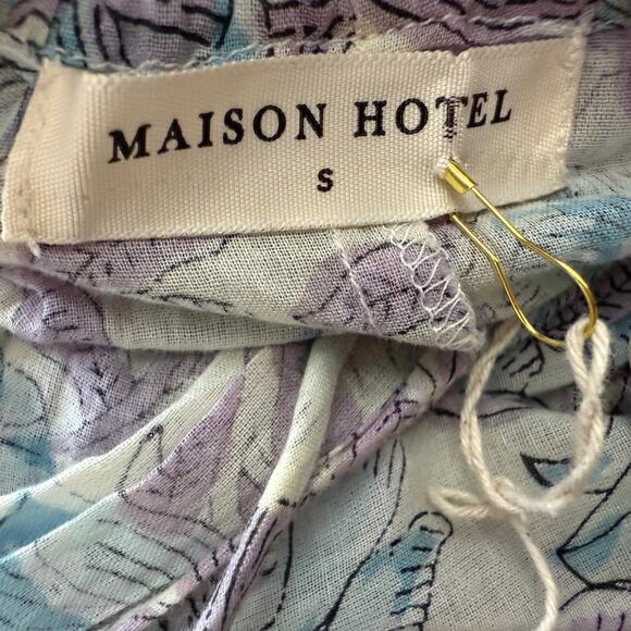 Maison Hotel Maxi Dress Size S Long Hawaiian Blue Purple Paradise Flora Boho NEW - Picture 9 of 12